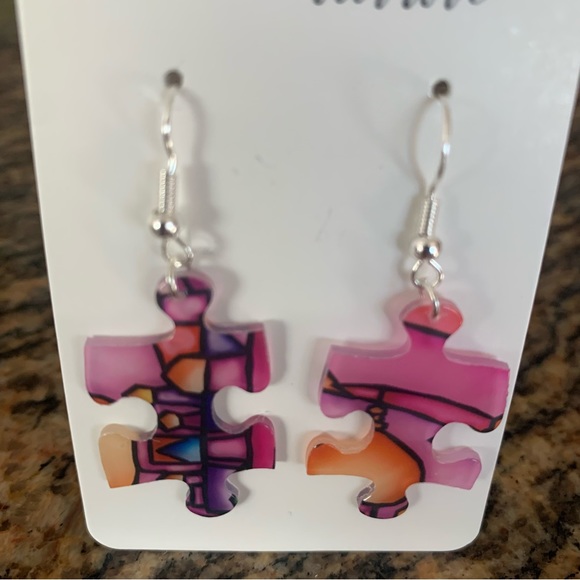 Handmade puzzle earrings - Picture 4 of 11
